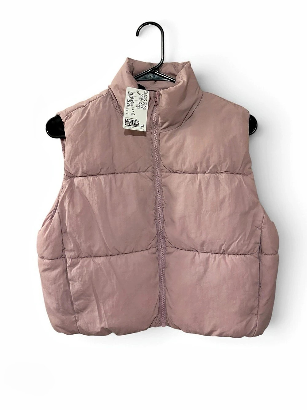 H&M Puffer Vest in Dusty Rose Size Extra Small NWT